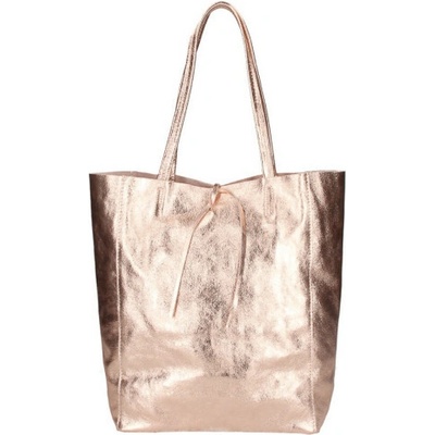 Made in Italy Mondo Italia kožená shopper kabelka 396 ružová metalíza