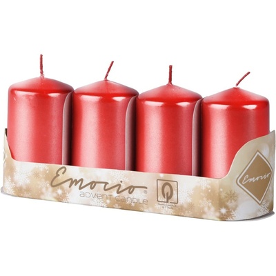Emocio adventní válec 4ks 50x90 Metal červené