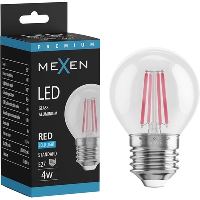 Mexen Vintis LED филаментна крушка E27, G45, 4W, 55 lm, червена - L156-E27-04XX-45 (L156-E27-04XX-45)