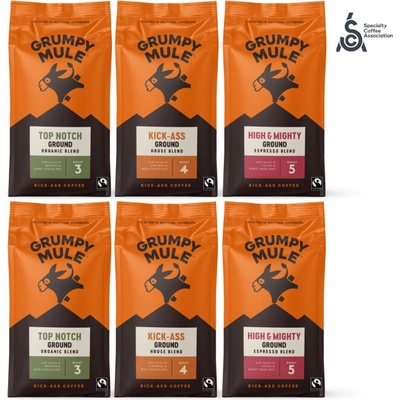 Grumpy Mule výhodný balíček Arabica mleté kávy SCA 82+ 6 x 200 g
