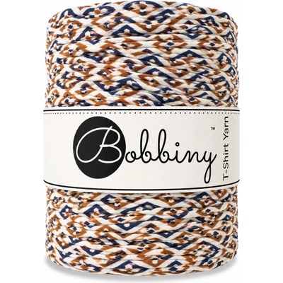 Bobbiny T-shirt yarn Bobbiny - T-shirt yarn: Etno béžovo-modrá