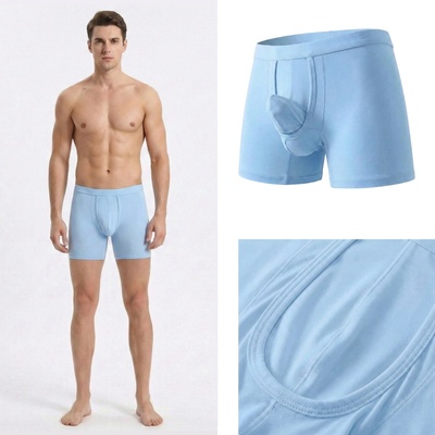 Erotické modré viskózové boxerky s váčkem pro intimní partie pro penis – Zboží Mobilmania