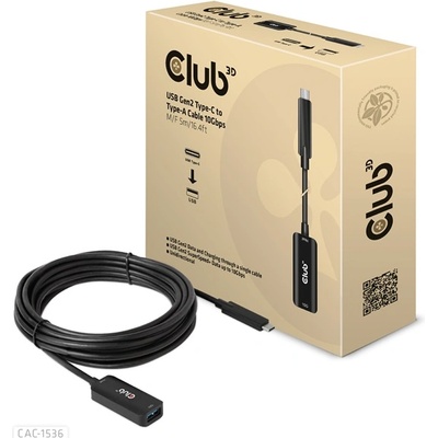 Club 3D Кабел Club 3D - CAC-1536 (USB-C Gen 2 към USB-A, 10Gbps, M/F, 5 m) (CAC-1536)