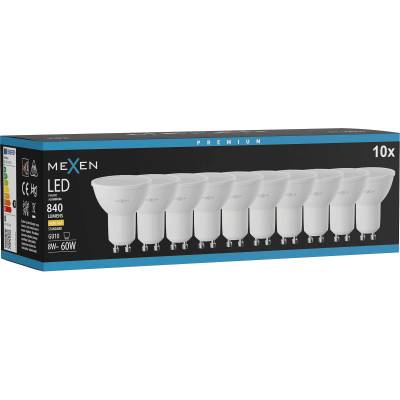 Mexen Nova 10x LED крушка GU10, 8W, Топла - 3000K, 840 lm - L108-GU10-0830-01x10 (L108-GU10-0830-01x10)