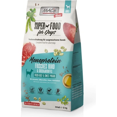 MAC's Monoprotein Beef - Премиум суха храна за израснали кучета податливи на алергии, без зърно , с говеждо месо, 750 гр