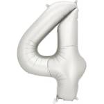 Party Deco Матиран Фолиев Балон Цифри Сребро 86 см - 4 (fb1s-4-018)