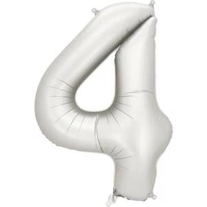 Party Deco Матиран Фолиев Балон Цифри Сребро 86 см - 4 (fb1s-4-018)