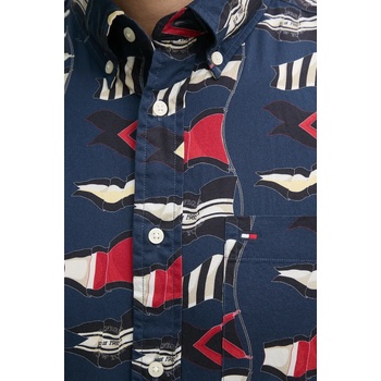 Tommy Hilfiger Памучна риза Tommy Hilfiger мъжка в тъмносиньо със стандартна кройка с яка с копче MW0MW38592 (MW0MW38592)