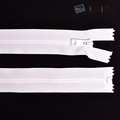 Zips kostený nedeliteľný biely, dĺžka 25 cm