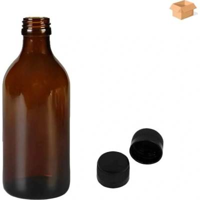 Luna Skleněná lékovka s černým uzávěrem s pojistkou 250 ml 39 ks