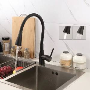 Inter Ceramic Смесител за кухня с изтеглящ маркуч Inter Ceramic Havana, черен мат, с 2 функции (7108223 HAVANA BLACK / ИЗЦЯЛО ЧЕРЕН МАТ)