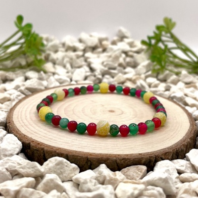 Certom Minerální náramek zelený, žlutý a růžový achát – harmonie 0121