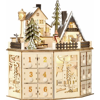 HOMCOM Adventní kalendář HOMCOM 830-417 24 zásuvkových přihrádek vánoční kalendář s LED osvětlením vánoční dekorace N