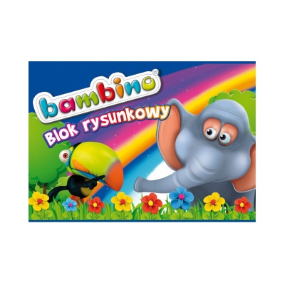 Blok rysunkowy A4 Bambino 20 kartek Mini zoo słoń