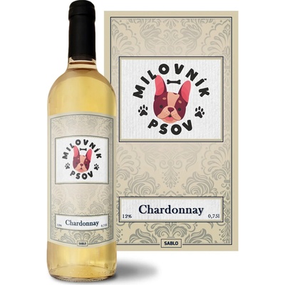 Sablio Milovník psov Chardonnay biele suché víno 12 % 0,75 l (čistá fľaša)