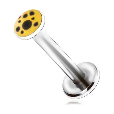 Šperky eshop piercing do brady z oceli černé skvrny na žlutém podkladu W30.04