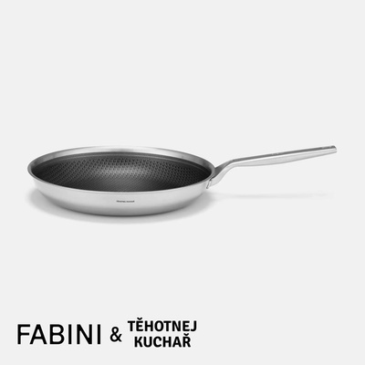 FABINI Pánev & Těhotnej kuchař 2.0, 30 cm - Nerezová beznýtová pánev s hybridním keramickým povrchem z vícevrstvé nerezové oceli bez poklice