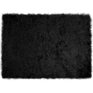 vidaXL Изкуствена овча килим TAFALLA Черно 120 x 170 cm Полиестер (42021570)