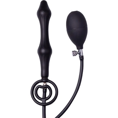 Rimba Latex Play Inflatable Anal Plug with Double Balloon and Pump 9162 Black