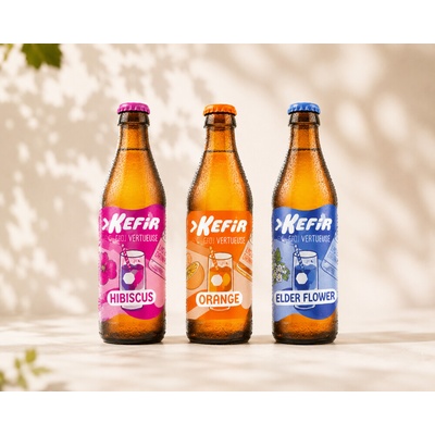 Kefir Eau Vertueuse degustační sada bio vodních kefírů ve skle 3 × 330 ml