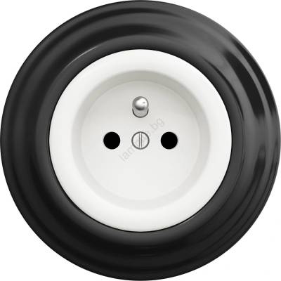 Reblig - Ретро стенен контакт с рамка 230 V снежнобял/черен (RG0016O)