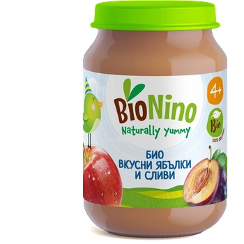 BioNino Био Пюре Ябълки и Сливи, 4+М 190гр (4204)