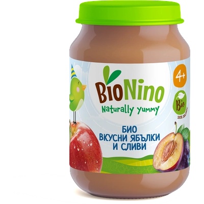 BioNino Био Пюре Ябълки и Сливи, 4+М 190гр (4204)