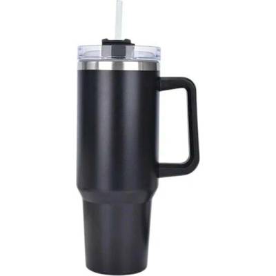 Pronett XJ5557 Termohrnek s uchem a brčkem nerez 1000 ml černý