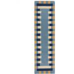 Flair Rugs Синя ръчно изработена вълнена пътека 60x230 cm Kai Wool Border - Flair Rugs (503119376932)