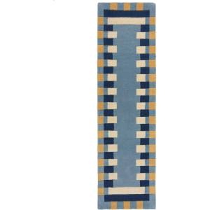 Flair Rugs Синя ръчно изработена вълнена пътека 60x230 cm Kai Wool Border - Flair Rugs (503119376932)