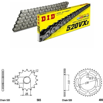 D.I.D Řetězová sada Yamaha YZF-R3 15-25