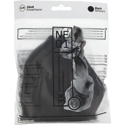 NEQI Adult Community Face Coverings Black ochranná rouška 3 ks