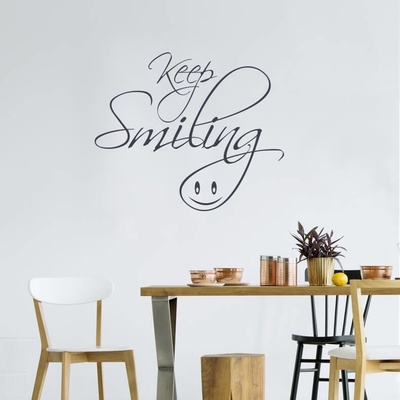 INSPIO Samolepka na zeď - Keep smiling texty rozměry 70x60