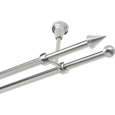 OK-GarnýžeCZ Garnýž kovová dvouřadá 19mm Hrot nerez 320 cm do stropu / na tunýlek - bez kroužků