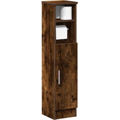 vidaXL Шкаф за баня с поставка за ролкови ролки, опушен дъб, 20, 5x22x90 см (858501)