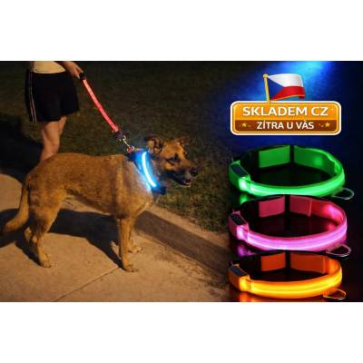 Venloro LED obojek pro psy USB nabíjecí svítící obojek pro psy