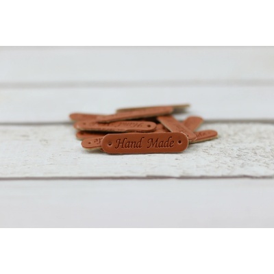 Pro Háčkování Hand Made koženková cedulka 10x50 mm oválná hnědá
