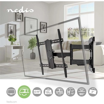 Nedis TVWM6570BK 43"- 100" LCD телевизор/монитор, стенна конзола, до 70 кг, завъртане/наклон, 3 точки на завъртане (TVWM6570BK)