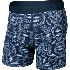 Saxx Мъжко синтетично термобельо Saxx Droptemp Cooling Cotton Boxer Brief Fly Everyday base layer - Backsplash / Dark Ink (014-2472-0612)