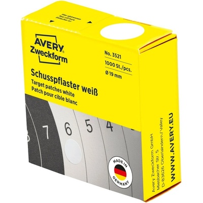 Avery Zweckform 3521 Záslepky na terče 19 mm 1.000 ks bílé