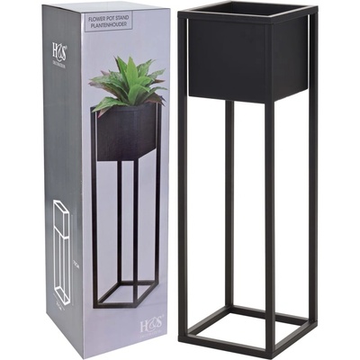 Home Styling Collection Moderní kovový květináč na stojanu 70 cm černý
