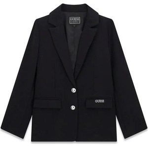 Guess Елегантно сако в черно за момиче със сребристи копчета и лого Guess