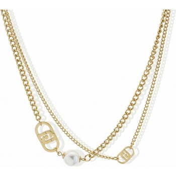 Liu Jo Dvojitý pozlátený náhrdelník so syntetickou perlou LJ2802