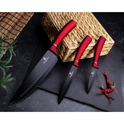 BERLINGERHAUS Sada nožů s nepřilnavým povrchem + prkénko 6 ks Burgundy Line BH-2552
