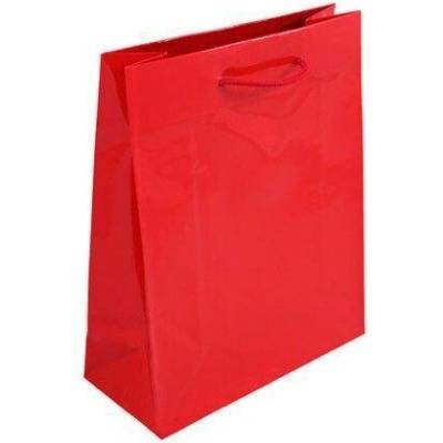 Papírová taška červená Milano 250x110x310 mm LESKLÁ laminace