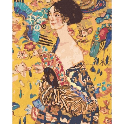 zuty Malování Podle Čísel Dáma S Vějířem G. Klimt 40 x 50 Cm Plátno Rám