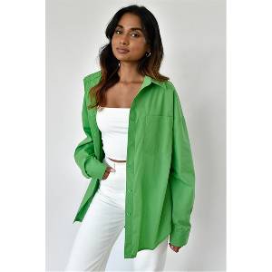 Madmext Дамска Oversize риза MG1528 - Зелена #333728 (333728_Зелен)