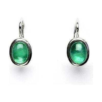 Čištín Zlaté náušnice, bílé i žluté zlato, přírodní smaragd 8x6 mm NK 1355