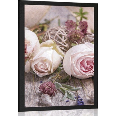 Plakát slavnostní květinová kompozice růží - 20x30 silver
