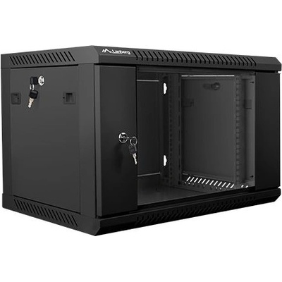 Lanberg Комуникационен шкаф Lanberg rack cabinet 19" wall-mount 6U / 600x450 for self-assembly (flat pack), black (WF01-6406-10B)